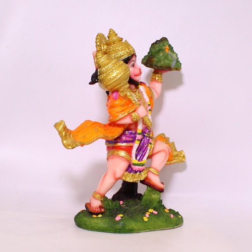 Lord Hanuman Holding Parvat Murti , Multicolour, Hanuman Statue, Fiber Hanuman