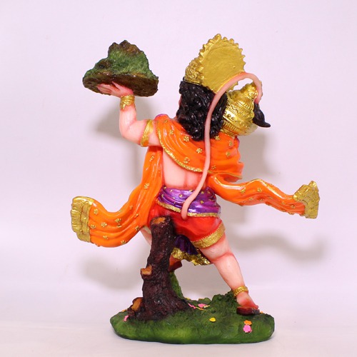 Lord Hanuman Holding Parvat Murti , Multicolour, Hanuman Statue, Fiber Hanuman