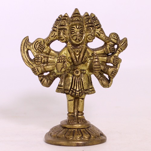 Brass Panchmukhi Hanuman Idol Panchmukhi Five Face Hanuman Bajrangbali for Home and Office