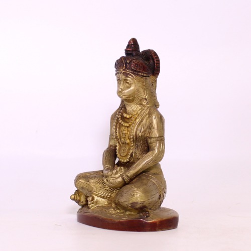 Two Tone Hanuman Sitting Idol, Two Colour Hanuman, Brass hanuman, Brass Murti