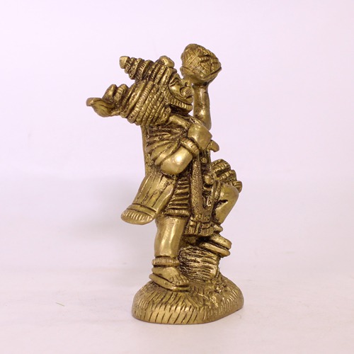 Lord Hanuman Holding Sumeru Parvat Brass Idol For Pooja Ghar, Home Decor