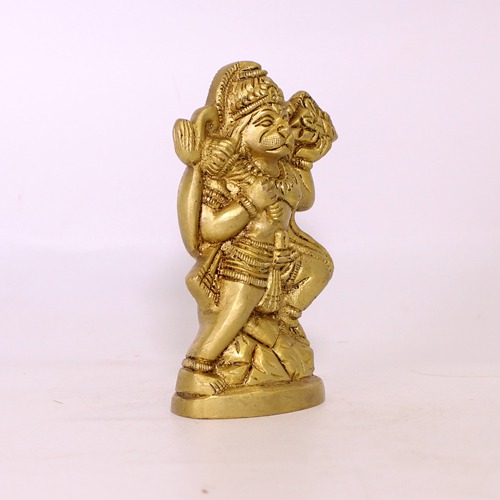 Brass Hanuman Ji Holding Sumeru Parvat Murti Decrotive Showpiece for Gift, Office & Home Decor