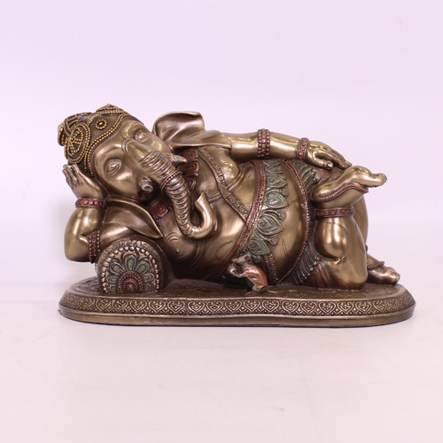 Bronze Finish  Baby Ganesha Sleeping Idol For Home & Office Decor