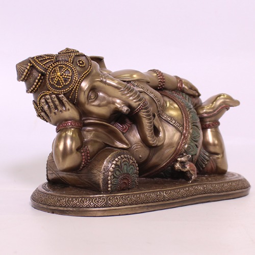 Bronze Finish  Baby Ganesha Sleeping Idol For Home & Office Decor