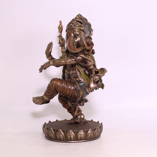 Broze Finish Dancing Ganesha Statue For Home Decor