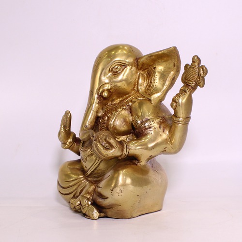 Antique Finish Ganeshji Brass Idol For Home & Office Decor