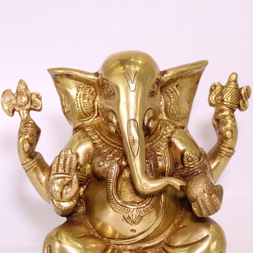 Antique Finish Ganeshji Brass Idol For Home & Office Decor