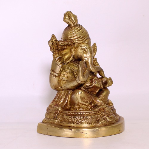 Brass Pagdi  Lord  Ganesha Murti For Pooja Ghar, Home Decor