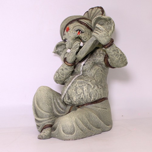 Decorative  Lord Ganesha Playing Dafli Showpiece For Home & Office Decor