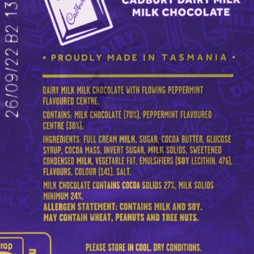 Cadbury Dairy Milk Peppermint Chocolate