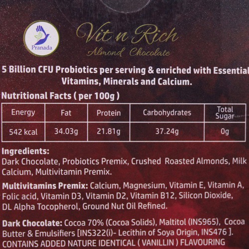 Vit and Rich Almond Chocolate Bar