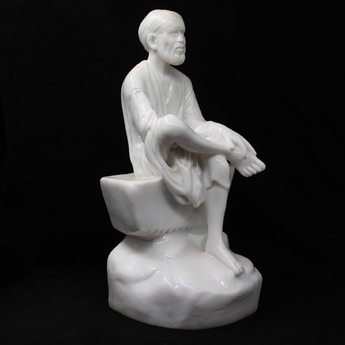 White Sai Baba Sitting Stone Sai Baba Idol/Murti for Home and Office Decor/Used in Pooja