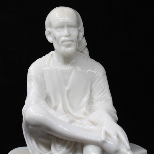 White Sai Baba Sitting Stone Sai Baba Idol/Murti for Home and Office Decor/Used in Pooja