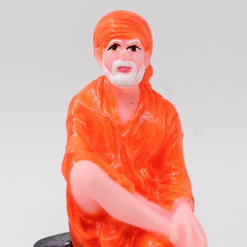 Sai Baba Sitting On Stone Idol Shirdi Sai Baba Fiber Idol for Pooja Home Decoration