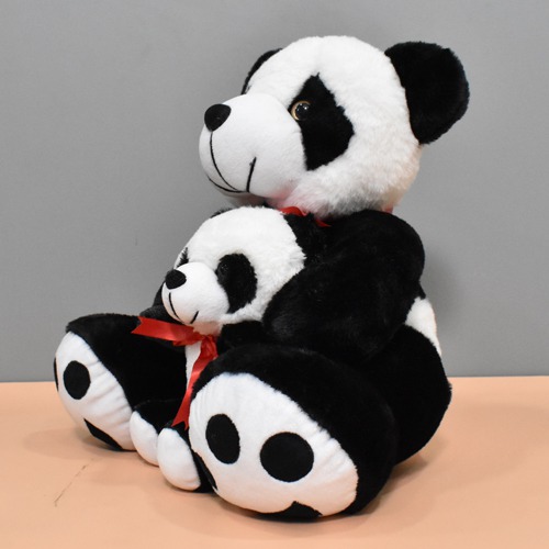 Fabric Soft Push Stuffed Panda Mother With Baby | Washable Toy For Kids