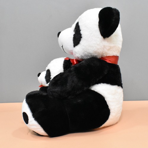 Fabric Soft Push Stuffed Panda Mother With Baby | Washable Toy For Kids