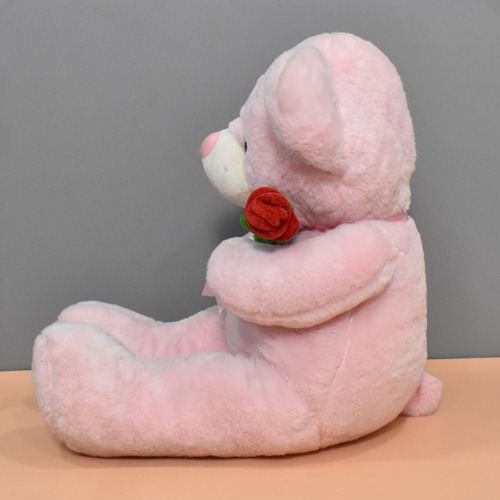 Baby Pink Teddy Bear With Red Rose Soft Toy