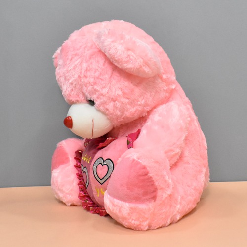 Pink Teddy Bear With Love Heart Soft Toy