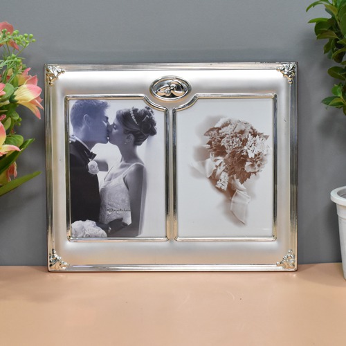 Collage Silver Plated  Couple  Table Top Photo Frame ( 2 Photograph)