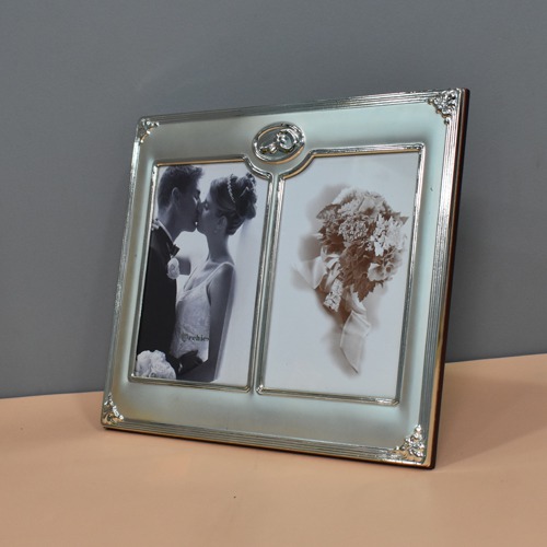 Collage Silver Plated  Couple  Table Top Photo Frame ( 2 Photograph)