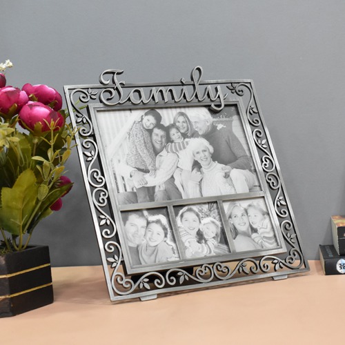 Metal Silver Plated Collage Family Photo Frame(4  Photograph)