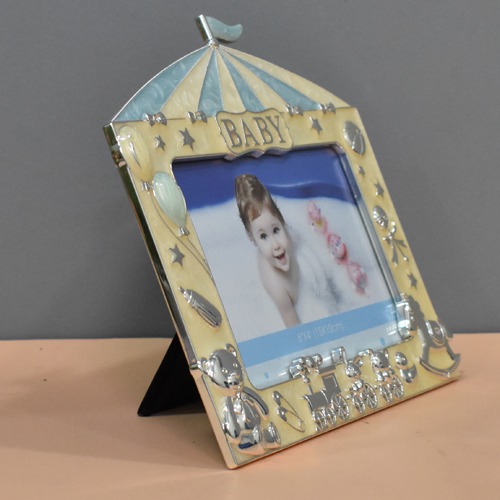 Blue Silver Plated Baby Table Top Photo Frame( Photo Size 6 x 4 Inches)