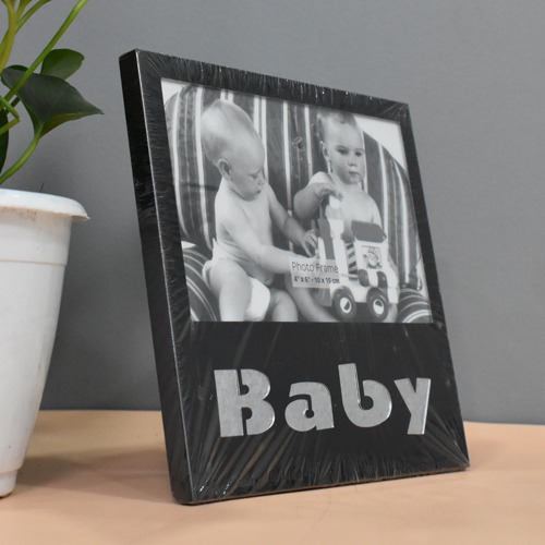 Black  Shine Baby Table Top  Photo Frame( Photo Size 6 x 4 inches)