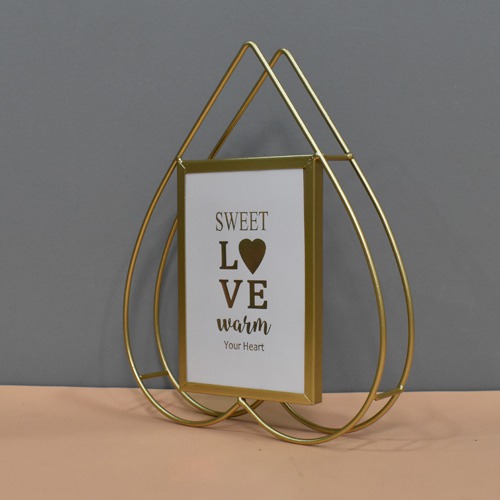 Gold Plated Heart Shape Metal Table Top  Photo Frame For Home & Office decor ( Photo Size: 4 x 6 inches )