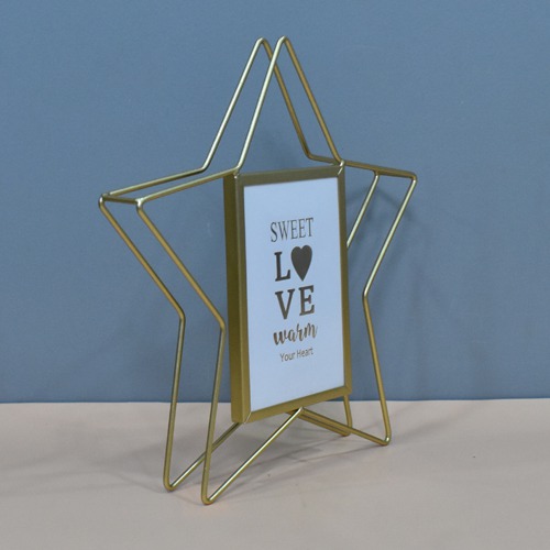 Gold Plated Star Shape Metal Table Top  Photo Frame For Home & Office decor ( Photo Size: 4 x 6 inches )