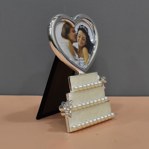 Silver Plated Wedding Cake Table Top Photo Frame For Home Decor