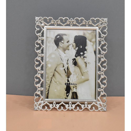 Silver Open Heart Table Top  Photo Frame For Home & Office Decor( Photo Size: 6 x 4 inches)