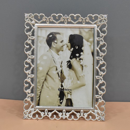 Silver Open Heart Table Top  Photo Frame For Home & Office Decor( Photo Size: 6 x 4 inches)