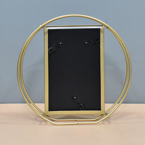 Golden  Plated Round Metal Table Top Photo Frame( Photo Size: 6 x 4 inches, Small)