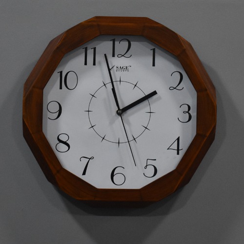 Wooden Designer Sage Quartz Wooden Wall Clock(13.5 x 13.5 inches, Brown)