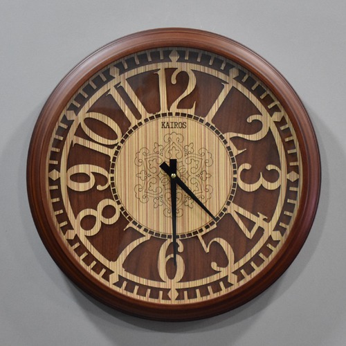 Wooden Design Kairos Wooden Wall Clock(17.5 x 17.5 inches , Brown)