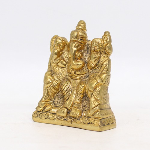 Riddhi Siddhi And Ganapti Brass Idol For Home Pooja Ghar, Office