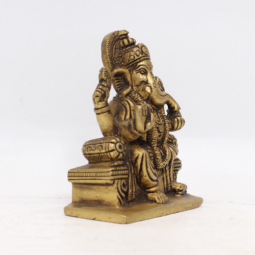 Black Gold Brass Ganesha Idol For Office Decor