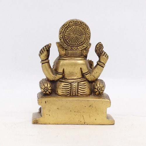 Black Gold Brass Ganesha Idol For Office Decor