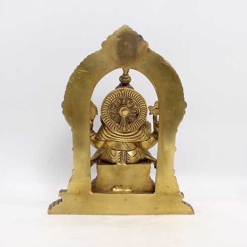 Brass Ganesha Sitting on Sinhasan For Home and Office Decor