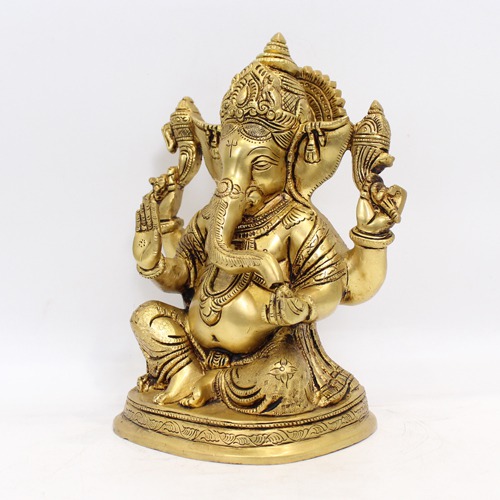 Goal Base Brass Ganesha Idol For Home Decor