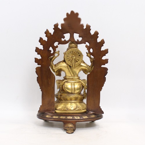 Brass Ganesha Idol with Prabhavali For Office Decor