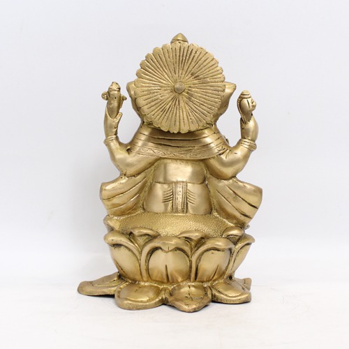 Brass Ganesha Sitting on Lotus For Home Decor