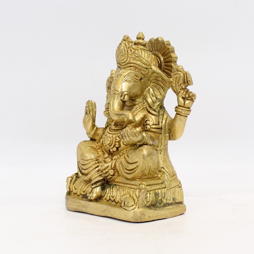 Golden Brass Ganesh Idol For Home, Pooja Ghar