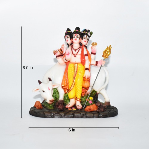 Fiber Lord Dattatreya Bhagwan Brass Idol Statue Murti for Home Pooja Office Decor Trimurti Bhagwan Sculpture