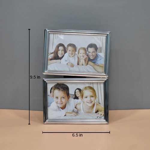 Silver Plated 2 Joint Photo Frame( Size 2 Photo Frame of 4 x 6 inch)