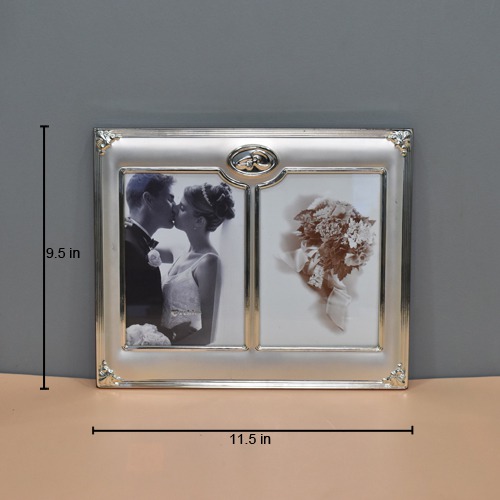 Collage Silver Plated  Couple  Table Top Photo Frame ( 2 Photograph)