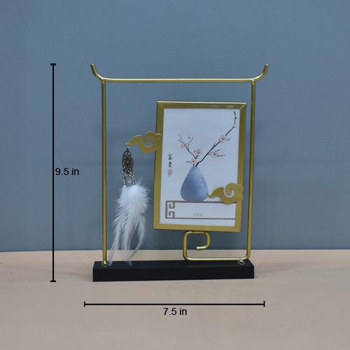 Golden Showpiece Frame Photo with Stand and Dream Catcher ( Photo Size:  6 x 4 inches)