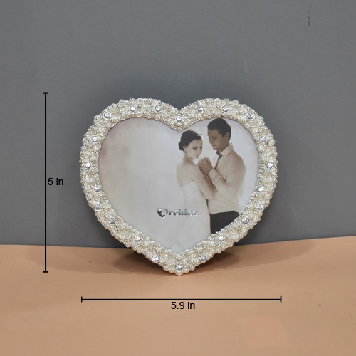 Silver Plated Heart Shaped Table Top  Photo Frame For Home and Office Decor