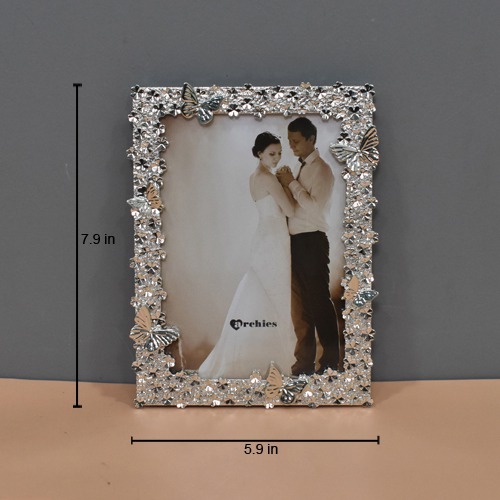 Romantic Silver Butterfly  Table Top Photo Frame For Home Decor ( Photo size: 6 x 4 inches)