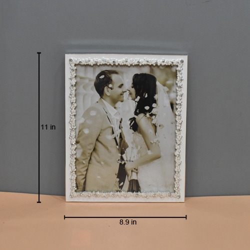 Silver Satin  Table Top Photo Frame For Home & Office Decor ( Photo Size 10 x 8 inches)